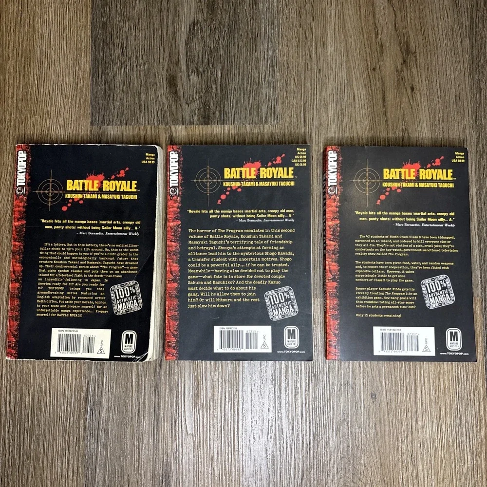 Battle Royale Manga Volumes 1-2 & 4 Tokyopop‎ English Manga